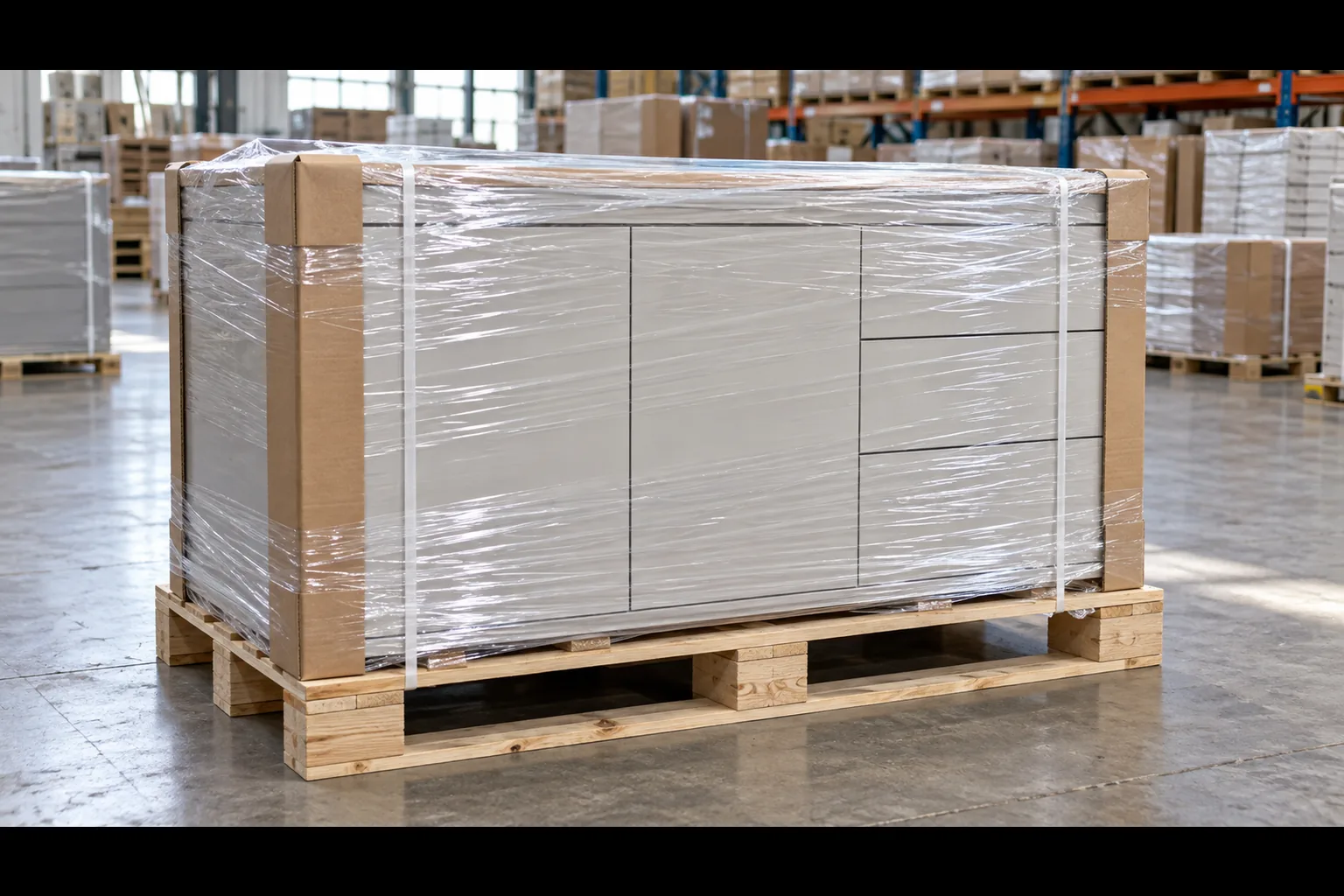 Finished cabinet pallet — packing