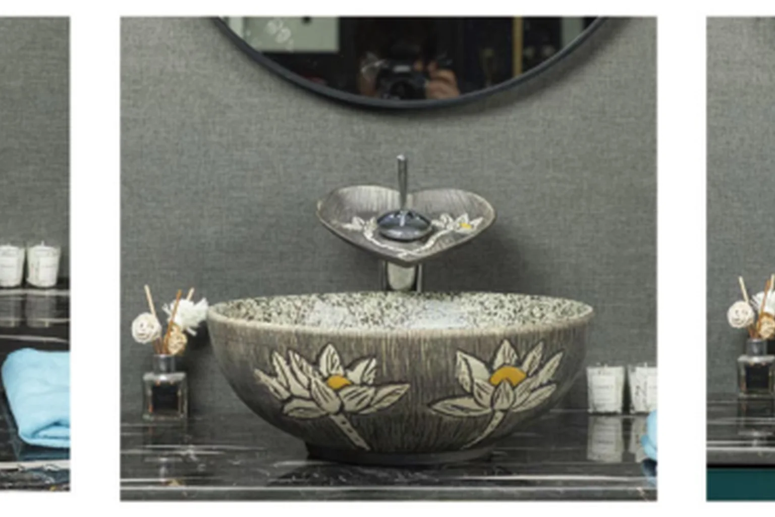 Bathroom basin product collection in multiple shapes