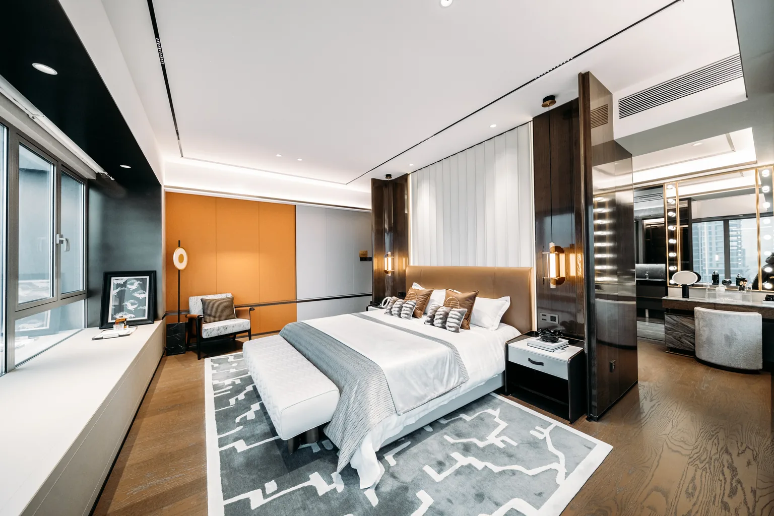 Southeast Asia residence bedroom with coordinated interior fit-out