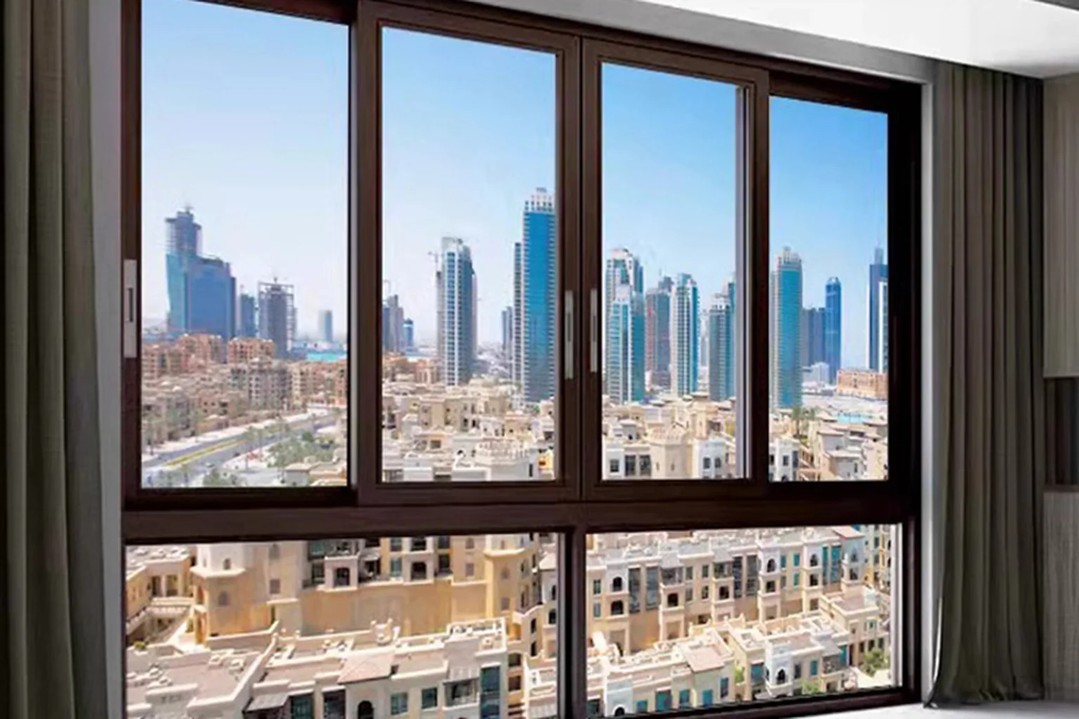 Aluminum frame and laminated glazing product detail in a coastal setting